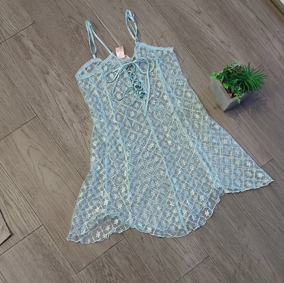 LA Vie en Rose Light Blue Lace Babydoll S - Picture 2 of 6